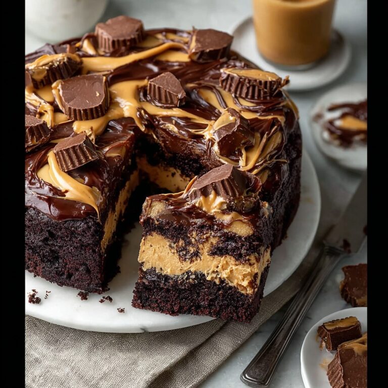 Chocolate Peanut Butter Cake for a Crowd Recipe