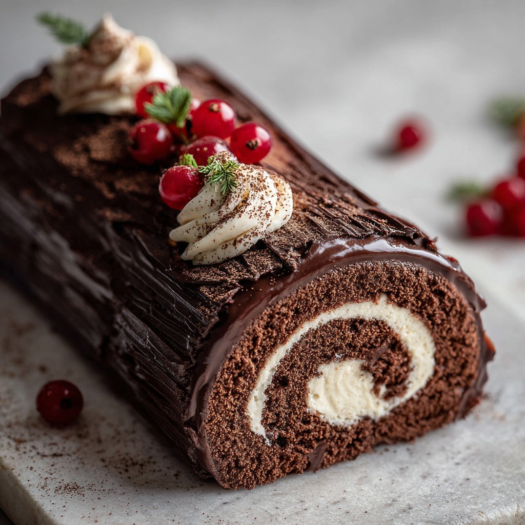 Chocolate Yule Log Cake