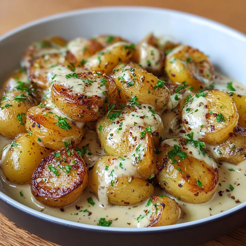 Creamy Garlic Sauce Baby Potatoes Recipe