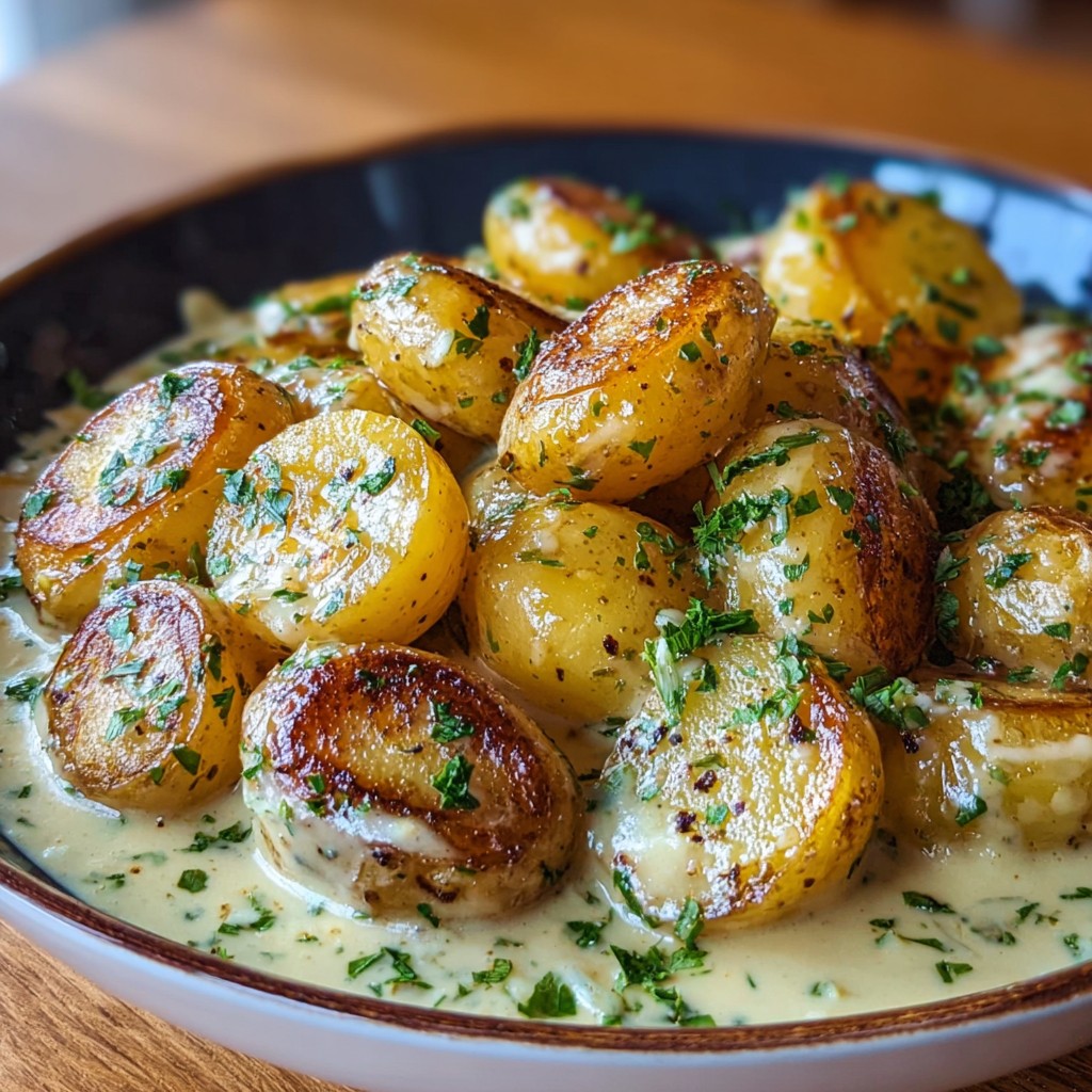 Creamy Garlic Sauce Baby Potatoes Recipe
