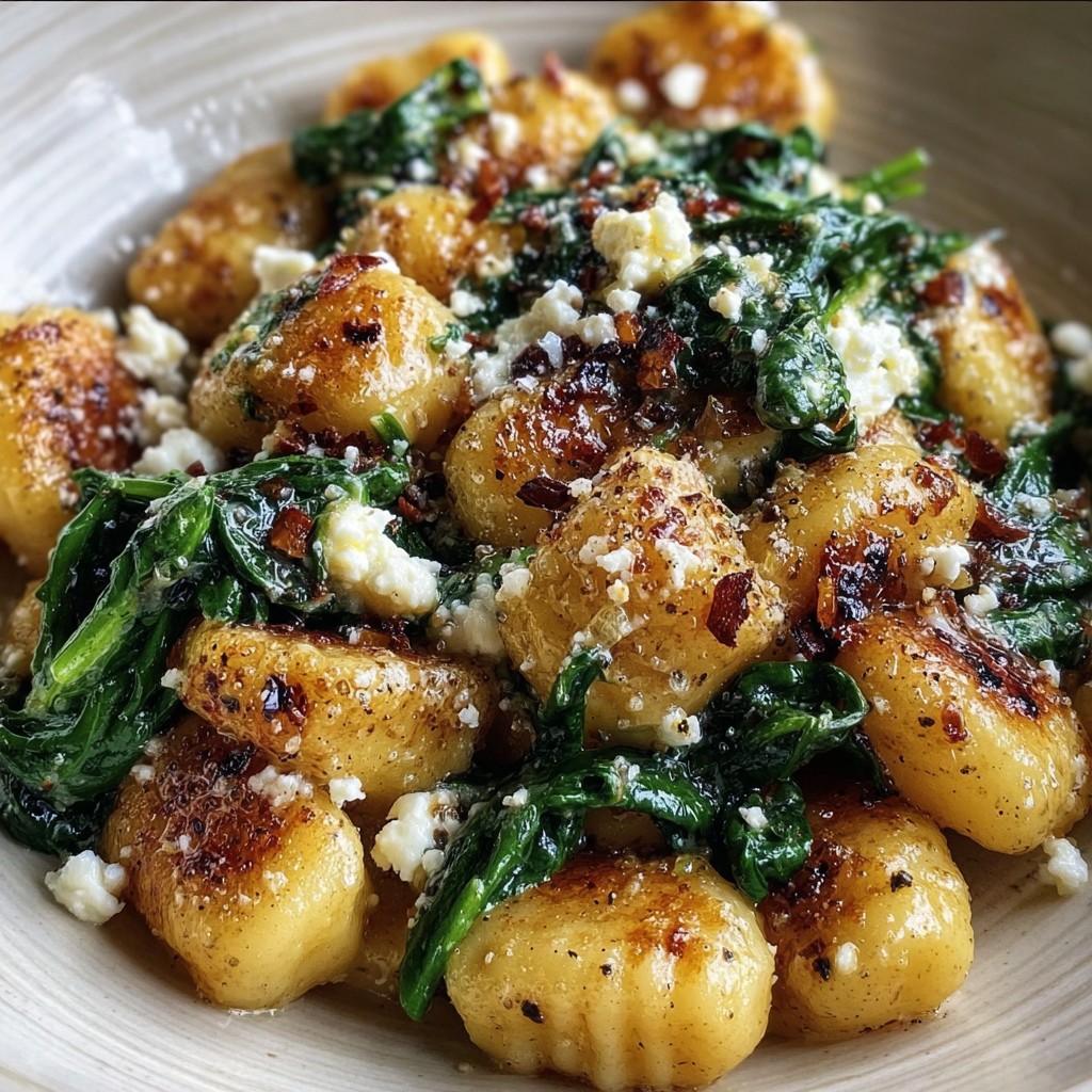 Crispy Gnocchi with Spinach and Feta – A Quick & Flavorful Dinner Idea