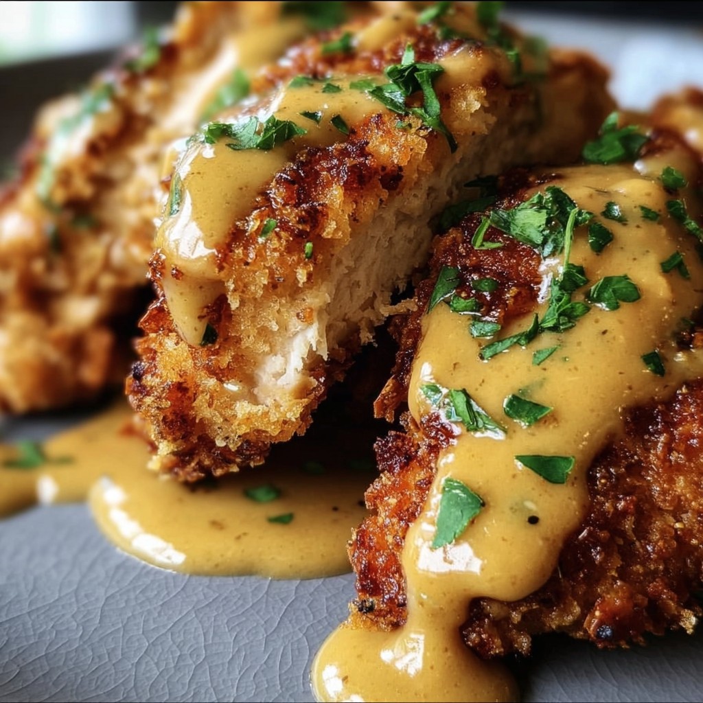 Crispy Pretzel Chicken – Served with Warm Cheddar Mustard Sauce