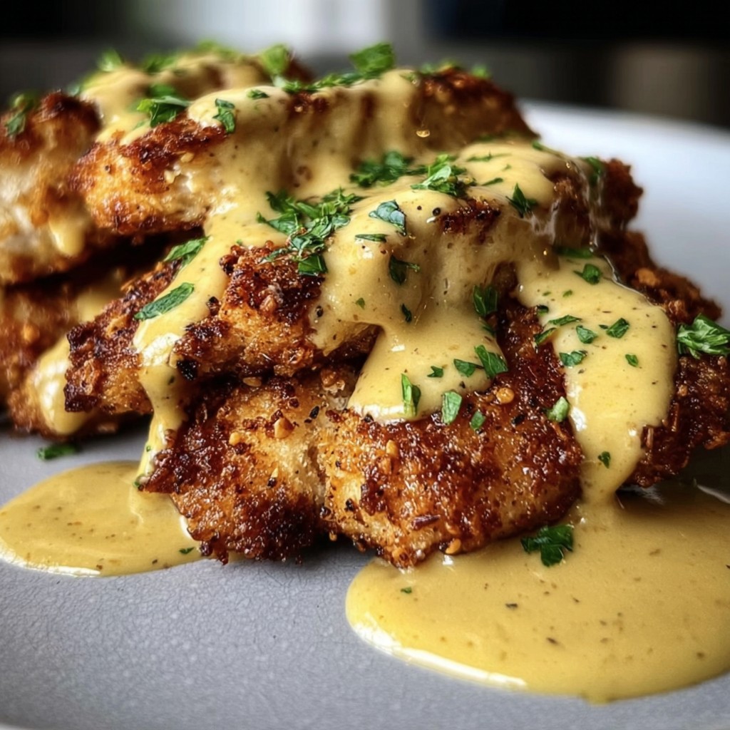 Crispy Pretzel Chicken – Served with Warm Cheddar Mustard Sauce