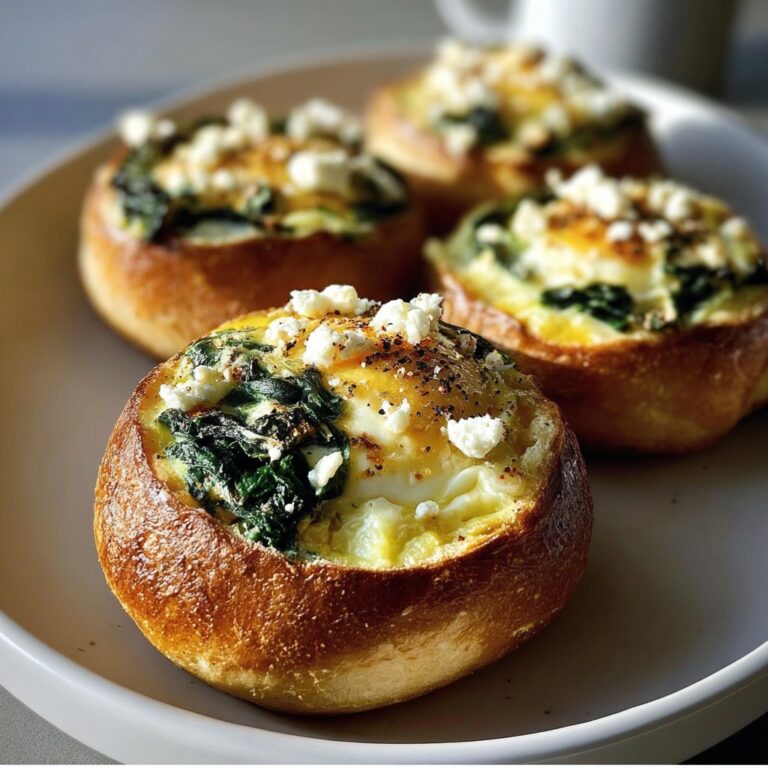 Irresestible baked eggs buns with spinach and feta