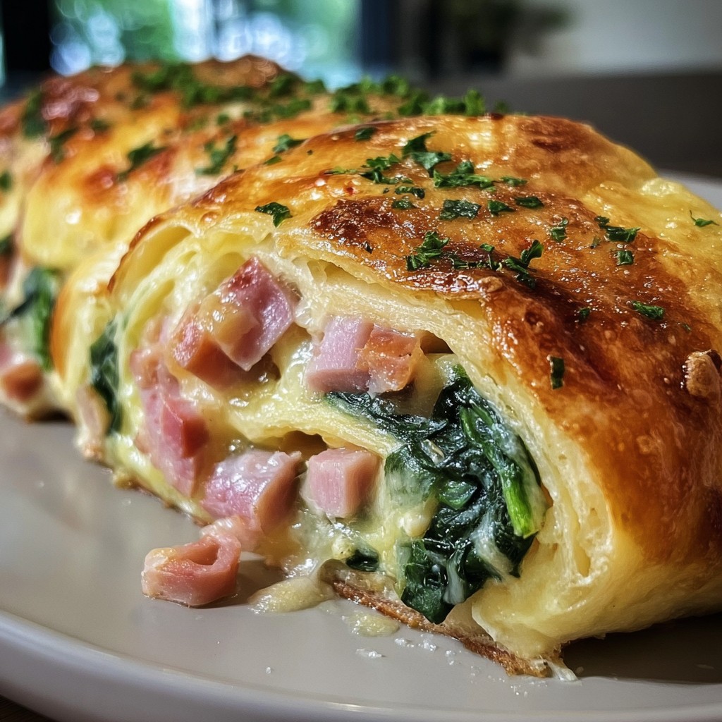 Spinach Ham Breakfast Roll – Easy Brunch Recipe Idea