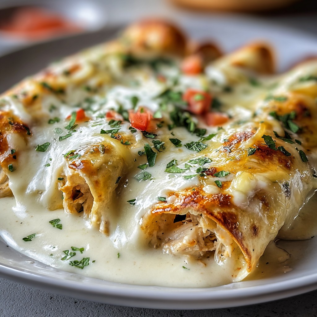 Chicken Enchiladas with Sour Cream White Sauce