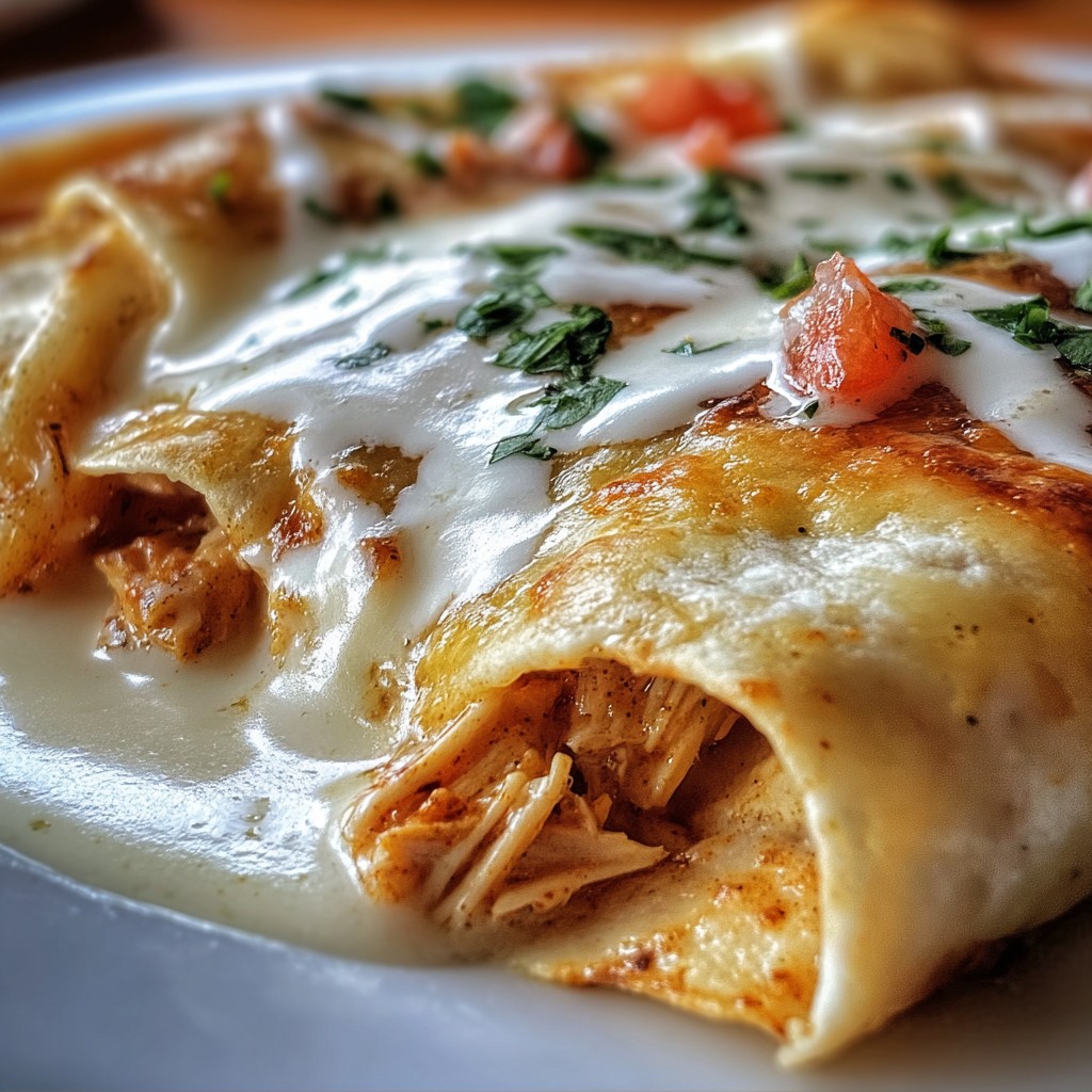 Chicken Enchiladas with Sour Cream White Sauce