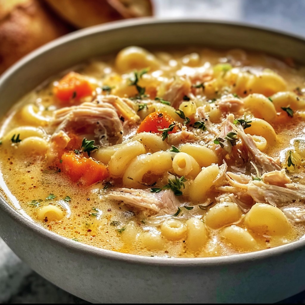 Cozy Chicken Mac Soup – Creamy, Cheesy & Comforting