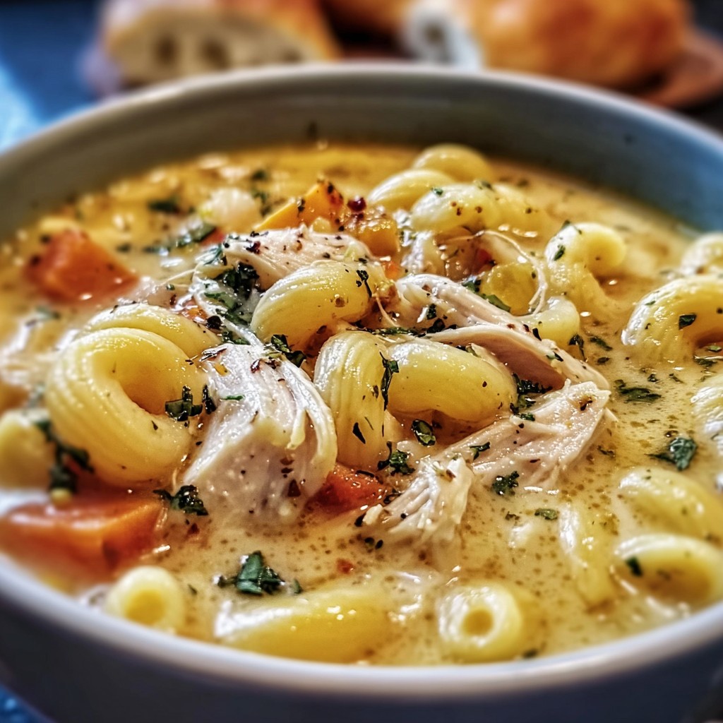 Cozy Chicken Mac Soup – Creamy, Cheesy & Comforting