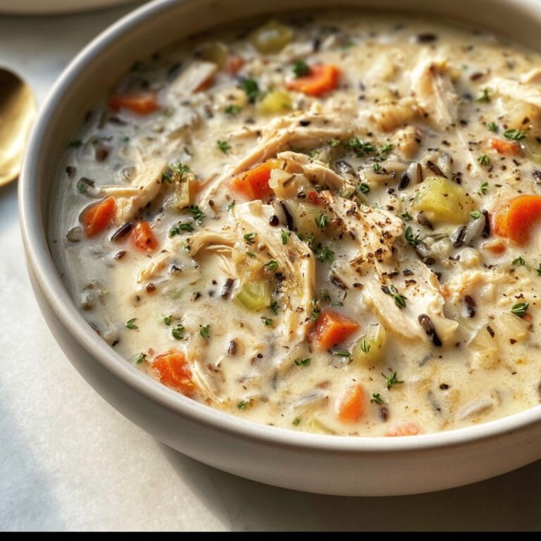 Creamy Crockpot Chicken Wild Rice Soup | Lemons & Zest