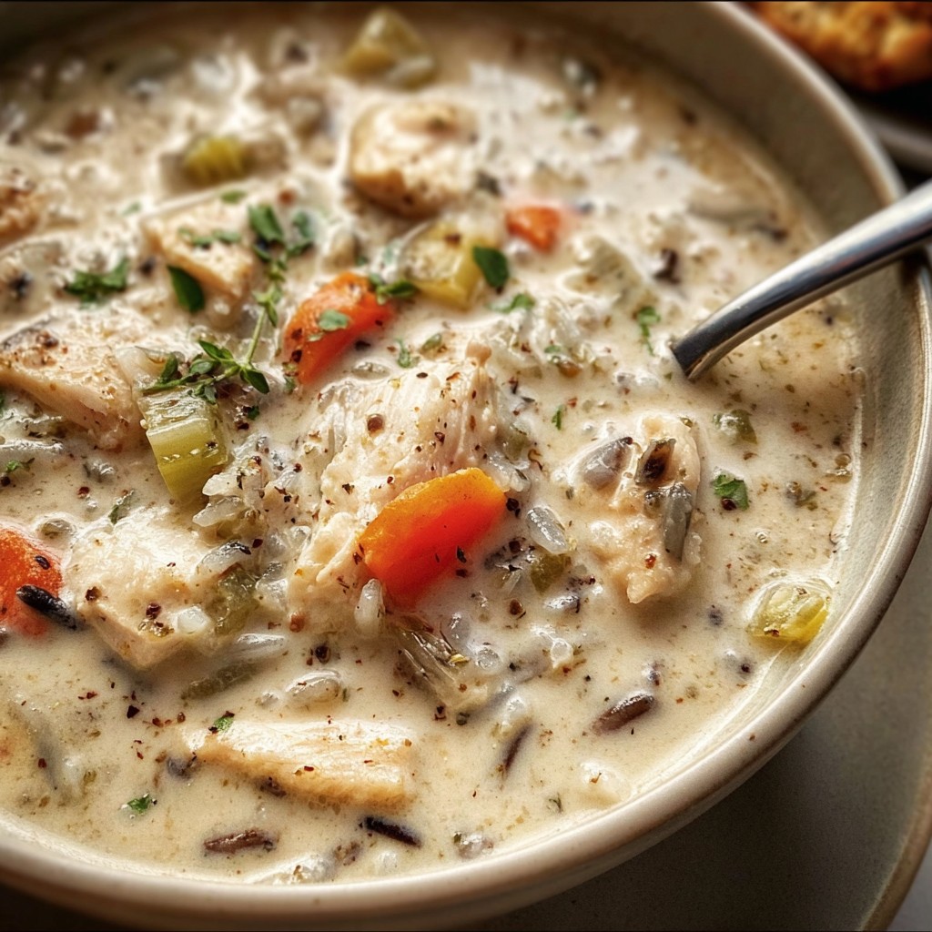 Creamy Crockpot Chicken Wild Rice Soup | Lemons & Zest