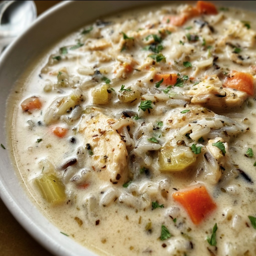 Creamy Crockpot Chicken Wild Rice Soup | Lemons & Zest