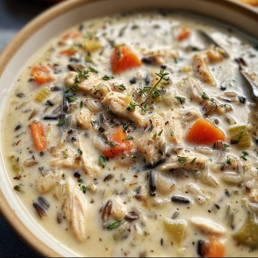 Creamy Crockpot Chicken Wild Rice Soup | Lemons & Zest