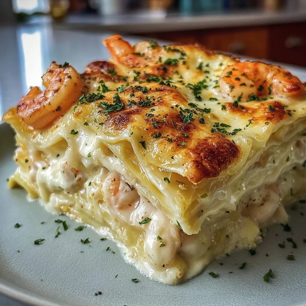 Garlic Butter Shrimp Scampi Lasagna – A Bold Seafood Casserole
