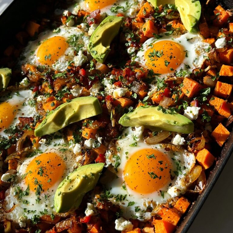 One-Pan Sweet Potato Hash with Baked Eggs – A Brunch Recipe Idea