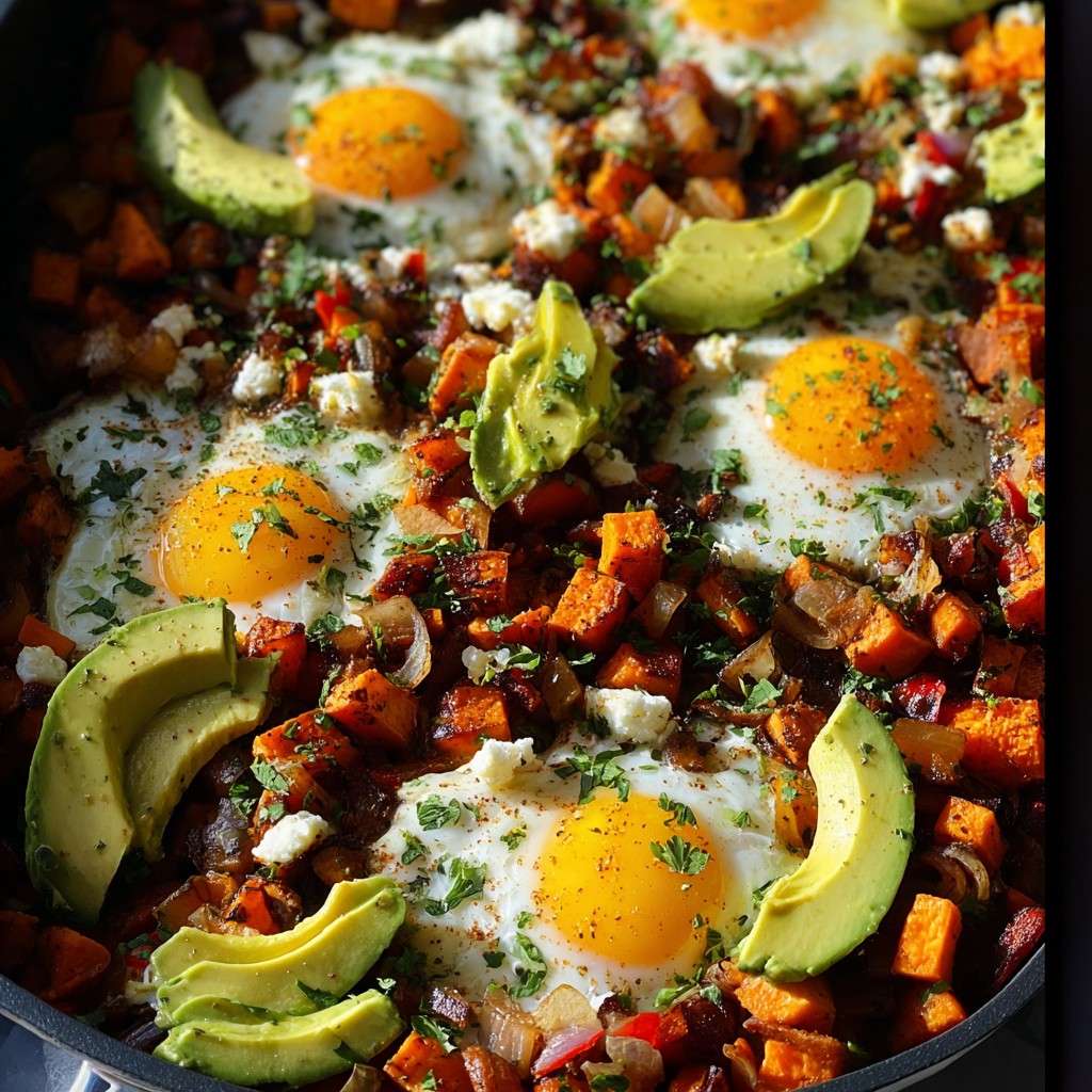 One-Pan Sweet Potato Hash with Baked Eggs – A Brunch Recipe Idea