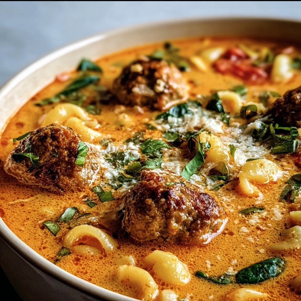 One-Pot Creamy Italian Meatball Soup – So Satisfying!