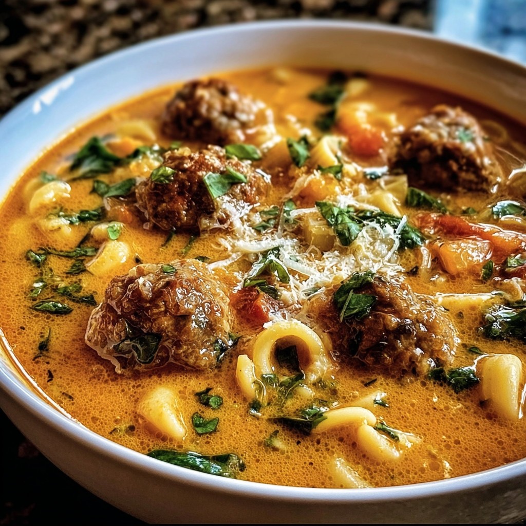 One-Pot Creamy Italian Meatball Soup – So Satisfying!