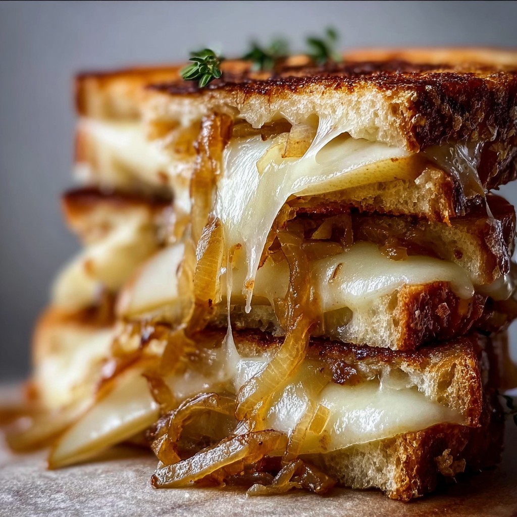 Pear & Apple Grilled Cheese with Caramelized Onions