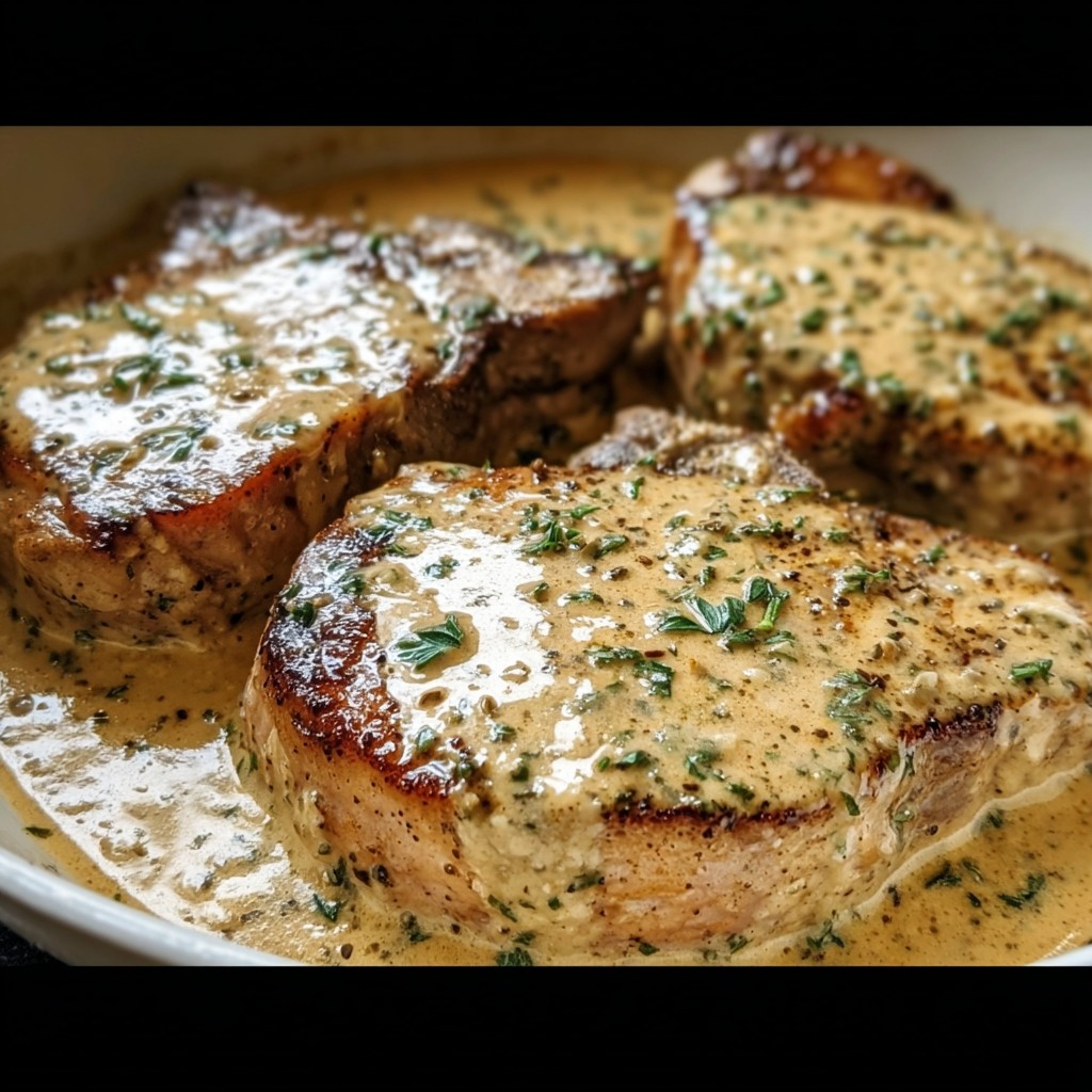 Slow Cooker Pork Chops with Garlic Parmesan Sauce - Slow Cooker Pork Chops