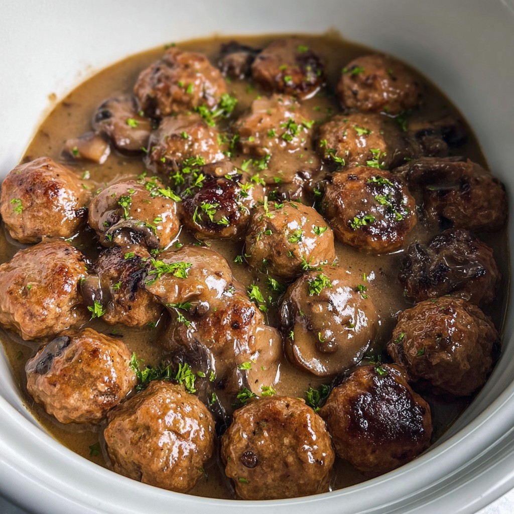 Slow Cooker Salisbury Steak Meatballs