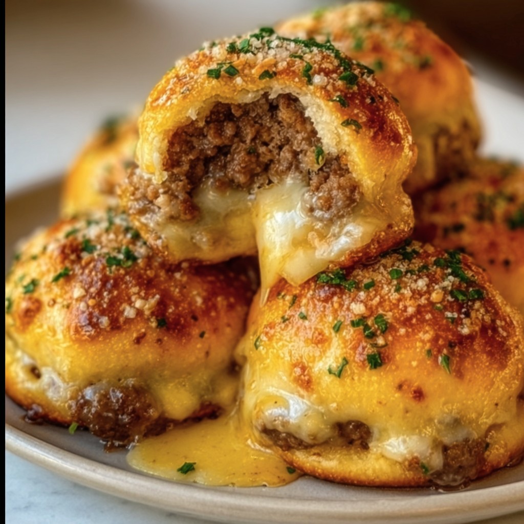 Stuffed Cheeseburger Bombs with Garlic Butter – Game Day Favorite